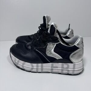 Voile Blanche Womens 7 37 MARAN Black Silver Chunky Platform Sneakers Athleisure